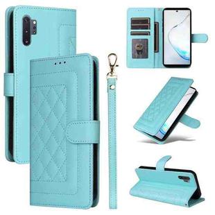 For Samsung Galaxy Note10+ Diamond Lattice Leather Flip Phone Case(Mint Green)