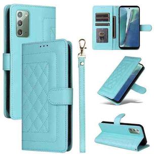 For Samsung Galaxy Note20 Diamond Lattice Leather Flip Phone Case(Mint Green)