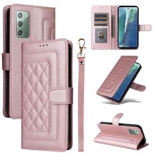 For Samsung Galaxy Note20 Diamond Lattice Leather Flip Phone Case(Rose Gold)