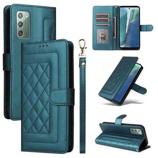 For Samsung Galaxy Note20 Diamond Lattice Leather Flip Phone Case(Green)
