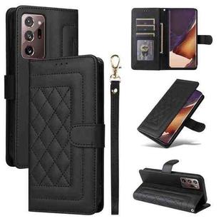 For Samsung Galaxy Note20 Ultra Diamond Lattice Leather Flip Phone Case(Black)