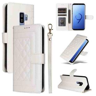 For Samsung Galaxy S9+ Diamond Lattice Leather Flip Phone Case(White)