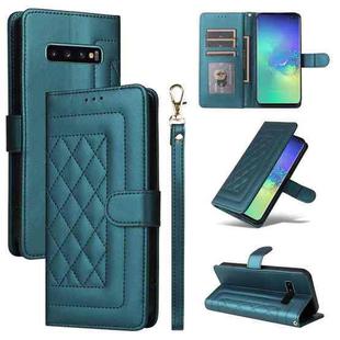 For Samsung Galaxy S10+ Diamond Lattice Leather Flip Phone Case(Green)