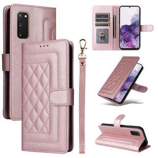 For Samsung Galaxy S20 Diamond Lattice Leather Flip Phone Case(Rose Gold)