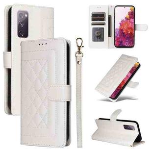 For Samsung Galaxy S20 FE Diamond Lattice Leather Flip Phone Case(White)