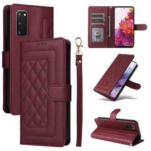 For Samsung Galaxy S20 FE Diamond Lattice Leather Flip Phone Case(Wine Red)