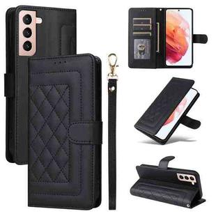 For Samsung Galaxy S21 5G Diamond Lattice Leather Flip Phone Case(Black)