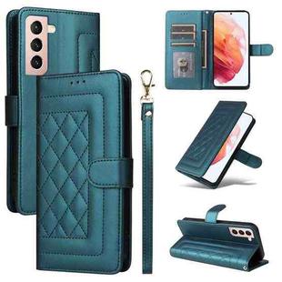 For Samsung Galaxy S21 5G Diamond Lattice Leather Flip Phone Case(Green)