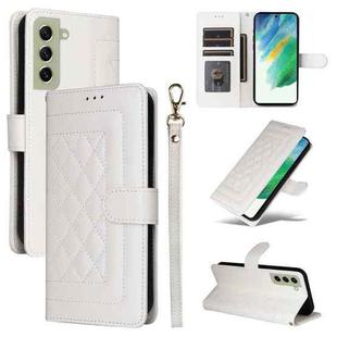 For Samsung Galaxy S21 FE 5G Diamond Lattice Leather Flip Phone Case(White)