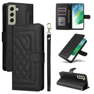 For Samsung Galaxy S21 FE 5G Diamond Lattice Leather Flip Phone Case(Black)