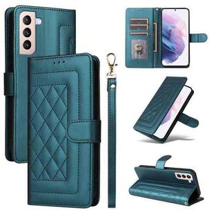 For Samsung Galaxy S21+ 5G Diamond Lattice Leather Flip Phone Case(Green)