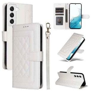 For Samsung Galaxy S22 5G Diamond Lattice Leather Flip Phone Case(White)
