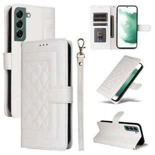 For Samsung Galaxy S22+ 5G Diamond Lattice Leather Flip Phone Case(White)