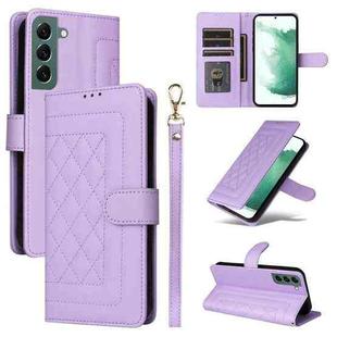 For Samsung Galaxy S22+ 5G Diamond Lattice Leather Flip Phone Case(Light Purple)