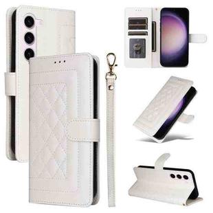 For Samsung Galaxy S23 5G Diamond Lattice Leather Flip Phone Case(White)