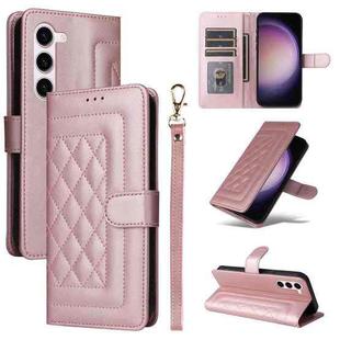 For Samsung Galaxy S23 5G Diamond Lattice Leather Flip Phone Case(Rose Gold)