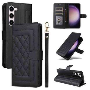 For Samsung Galaxy S23 5G Diamond Lattice Leather Flip Phone Case(Black)