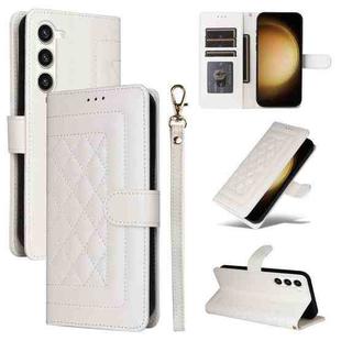 For Samsung Galaxy S23+ 5G Diamond Lattice Leather Flip Phone Case(White)