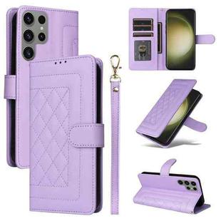 For Samsung Galaxy S23 Ultra 5G Diamond Lattice Leather Flip Phone Case(Light Purple)