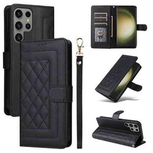 For Samsung Galaxy S23 Ultra 5G Diamond Lattice Leather Flip Phone Case(Black)