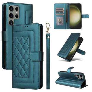 For Samsung Galaxy S23 Ultra 5G Diamond Lattice Leather Flip Phone Case(Green)