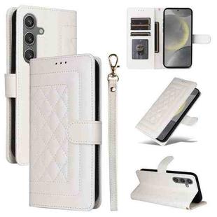 For Samsung Galaxy S24 5G Diamond Lattice Leather Flip Phone Case(White)
