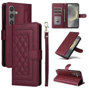 For Samsung Galaxy S24 5G Diamond Lattice Leather Flip Phone Case(Wine Red)