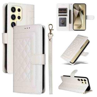 For Samsung Galaxy S24 Ultra 5G Diamond Lattice Leather Flip Phone Case(White)