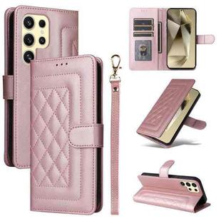 For Samsung Galaxy S24 Ultra 5G Diamond Lattice Leather Flip Phone Case(Rose Gold)