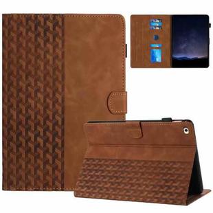 For iPad mini 5 / 4 / 3 / 2 / 1 Building Blocks Embossed Leather Smart Tablet Case(Brown)