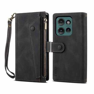 For Motorola Edge 50 5G Global ESEBLE Retro Frosted RFID Leather Phone Case(Black)