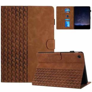 For Lenovo Tab M10 Plus Building Blocks Embossed Leather Smart Tablet Case(Brown)