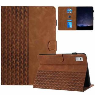For Lenovo Tab M9 Building Blocks Embossed Leather Smart Tablet Case(Brown)