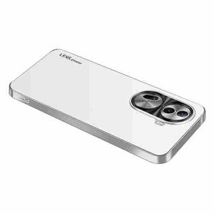 For OPPO Reno11 Global AG Frosted Electroplating Acrylic Phone Case(Silver White)