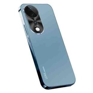 For vivo V40 AG Frosted Electroplating Acrylic Phone Case(Navy Blue)