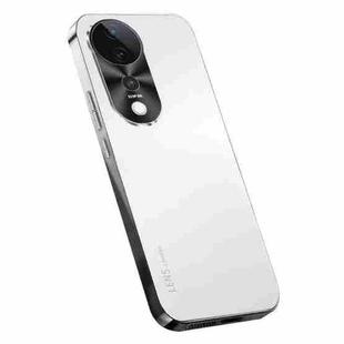 For vivo V40 AG Frosted Electroplating Acrylic Phone Case(Silver White)