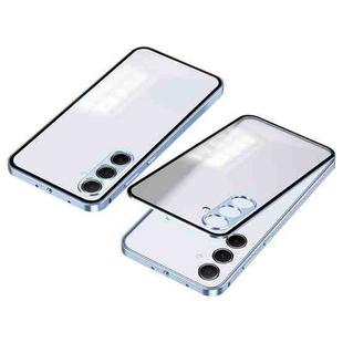 For Samsung Galaxy A25 Snap Buckle Metal Frame Frosted Phone Case(Blue)