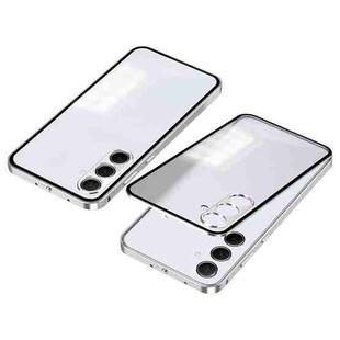 For Samsung Galaxy A25 Snap Buckle Metal Frame Frosted Phone Case(Silver)