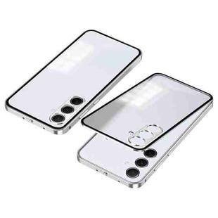 For Samsung Galaxy A55 5G Snap Buckle Metal Frame Frosted Phone Case(Silver)