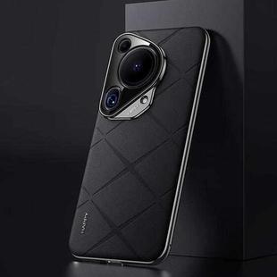 For Huawei Pura 70 Ultra Plain Leather PC Phone Case(Black)