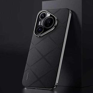 For Huawei Pura 70 Plain Leather PC Phone Case(Black)