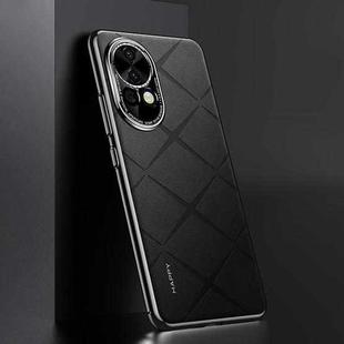 For Huawei nova 12 Pro Plain Leather PC Phone Case(Black)