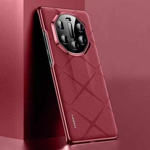 For Huawei Mate 40 RS Porsche Design Plain Leather PC Phone Case(Wine Red)