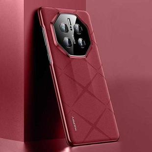 For Huawei Mate 50 RS Porsche Design Plain Leather PC Phone Case(Wine Red)