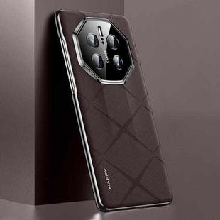 For Huawei Mate 50 RS Porsche Design Plain Leather PC Phone Case(Brown)