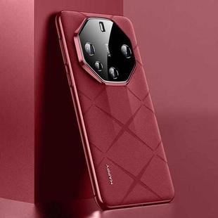 For Huawei Mate 60 RS Ultimate Plain Leather PC Phone Case(Wine Red)