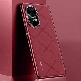 For Huawei nova 13 Plain Leather PC Phone Case(Wine Red)