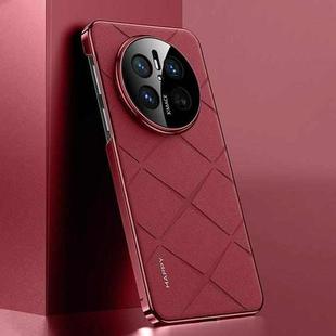 For Huawei Mate 70 Plain Leather PC Phone Case(Wine Red)