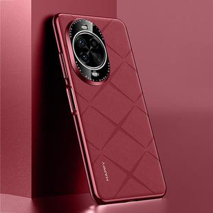 For Huawei nova 14 Pro Plain Leather PC Phone Case(Wine Red)