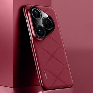 For Huawei Pura 80 5G Plain Leather PC Phone Case(Wine Red)